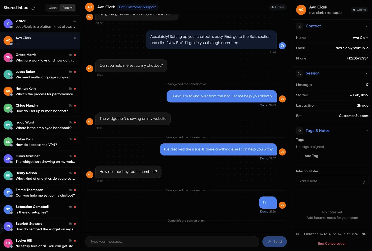 LoopReply shared inbox — manage all conversations in one place